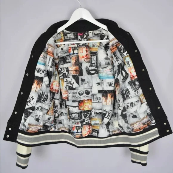 RARE! X-Girl Varsity Jacket College Leather Wool Hype Street Fashion Size 2 - Picture 3 of 14